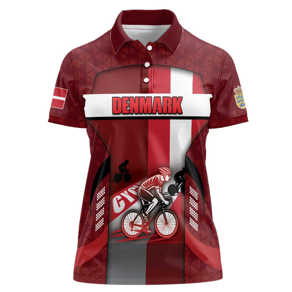 Personalized Denmark Cycling Women Polo Shirt Sporty Style Red - Wonder Print Shop