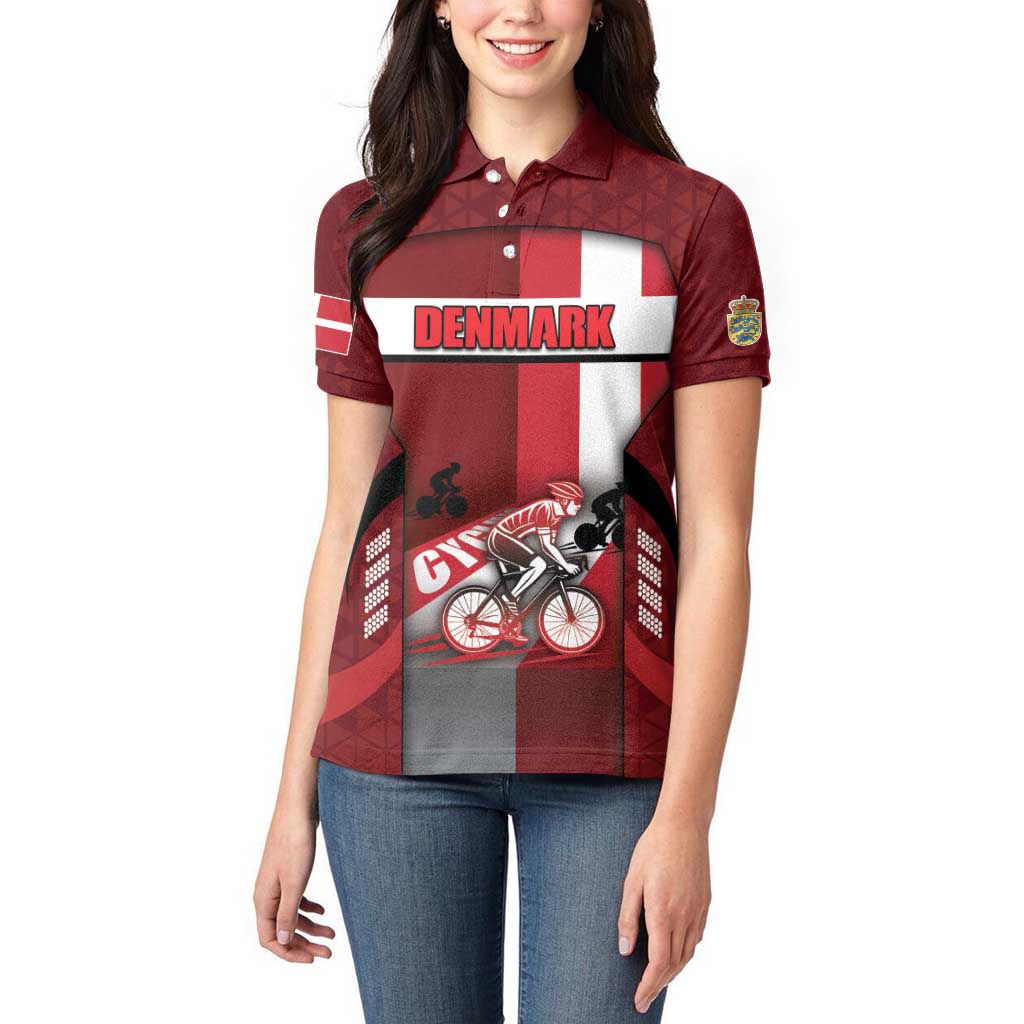 Personalized Denmark Cycling Women Polo Shirt Sporty Style Red - Wonder Print Shop