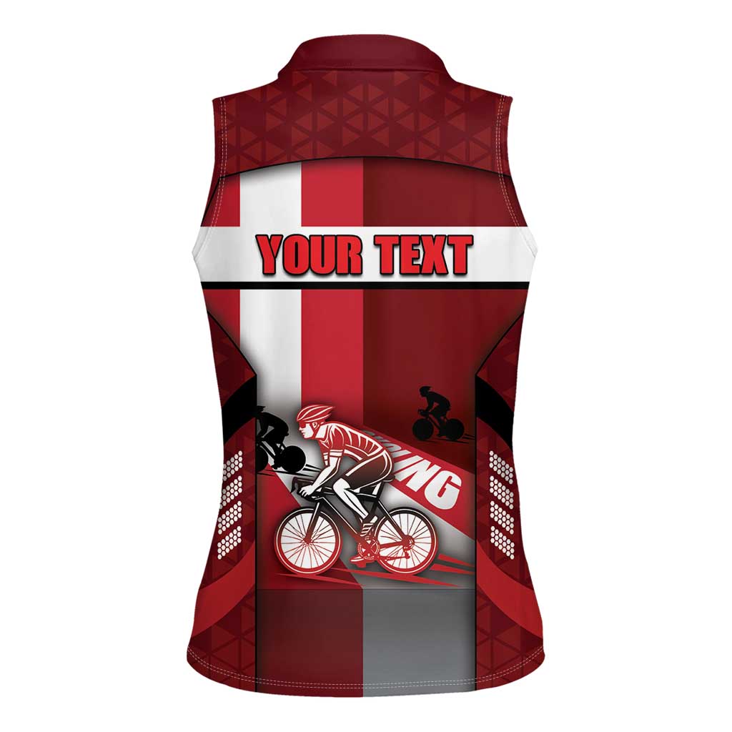 Personalized Denmark Cycling Women Sleeveless Polo Shirt Sporty Style Red - Wonder Print Shop