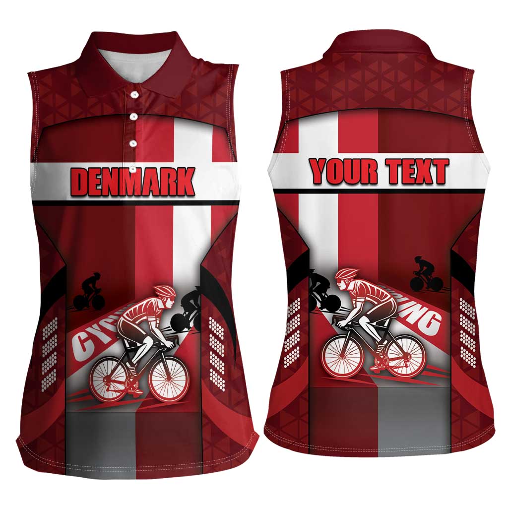 Personalized Denmark Cycling Women Sleeveless Polo Shirt Sporty Style Red - Wonder Print Shop