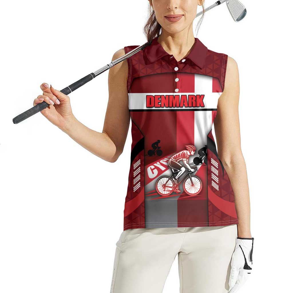 Personalized Denmark Cycling Women Sleeveless Polo Shirt Sporty Style Red - Wonder Print Shop