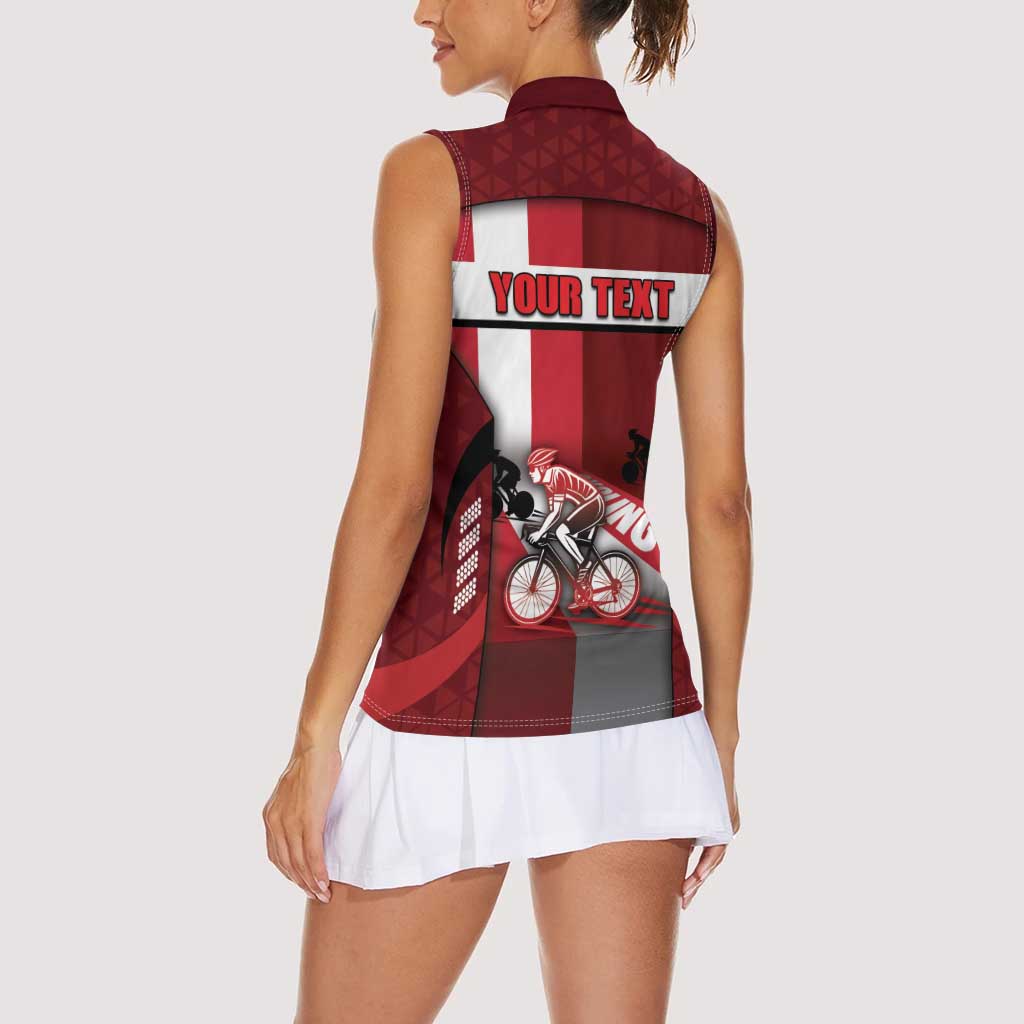 Personalized Denmark Cycling Women Sleeveless Polo Shirt Sporty Style Red - Wonder Print Shop