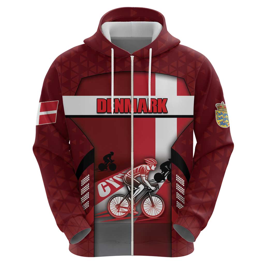 Personalized Denmark Cycling Zip Hoodie Sporty Style Red - Wonder Print Shop