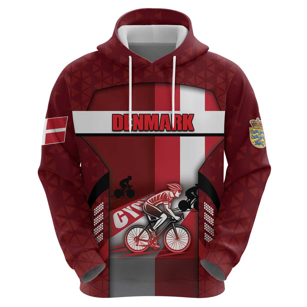Personalized Denmark Cycling Zip Hoodie Sporty Style Red - Wonder Print Shop