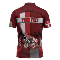 Personalized Denmark Cycling Zipper Polo Shirt Sporty Style Red - Wonder Print Shop