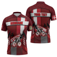 Personalized Denmark Cycling Zipper Polo Shirt Sporty Style Red - Wonder Print Shop