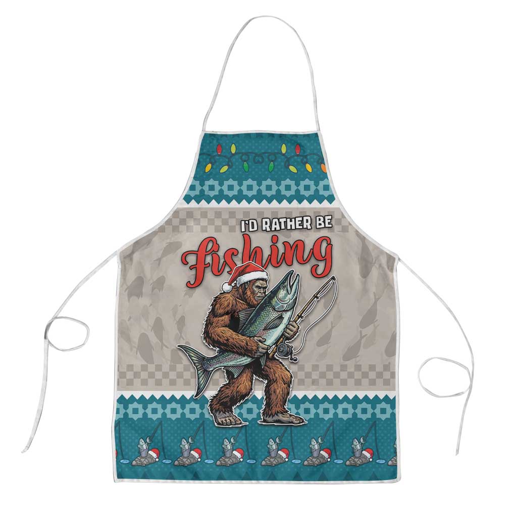 Bigfoot Fishing Christmas Apron Funny Style - Wonder Print Shop