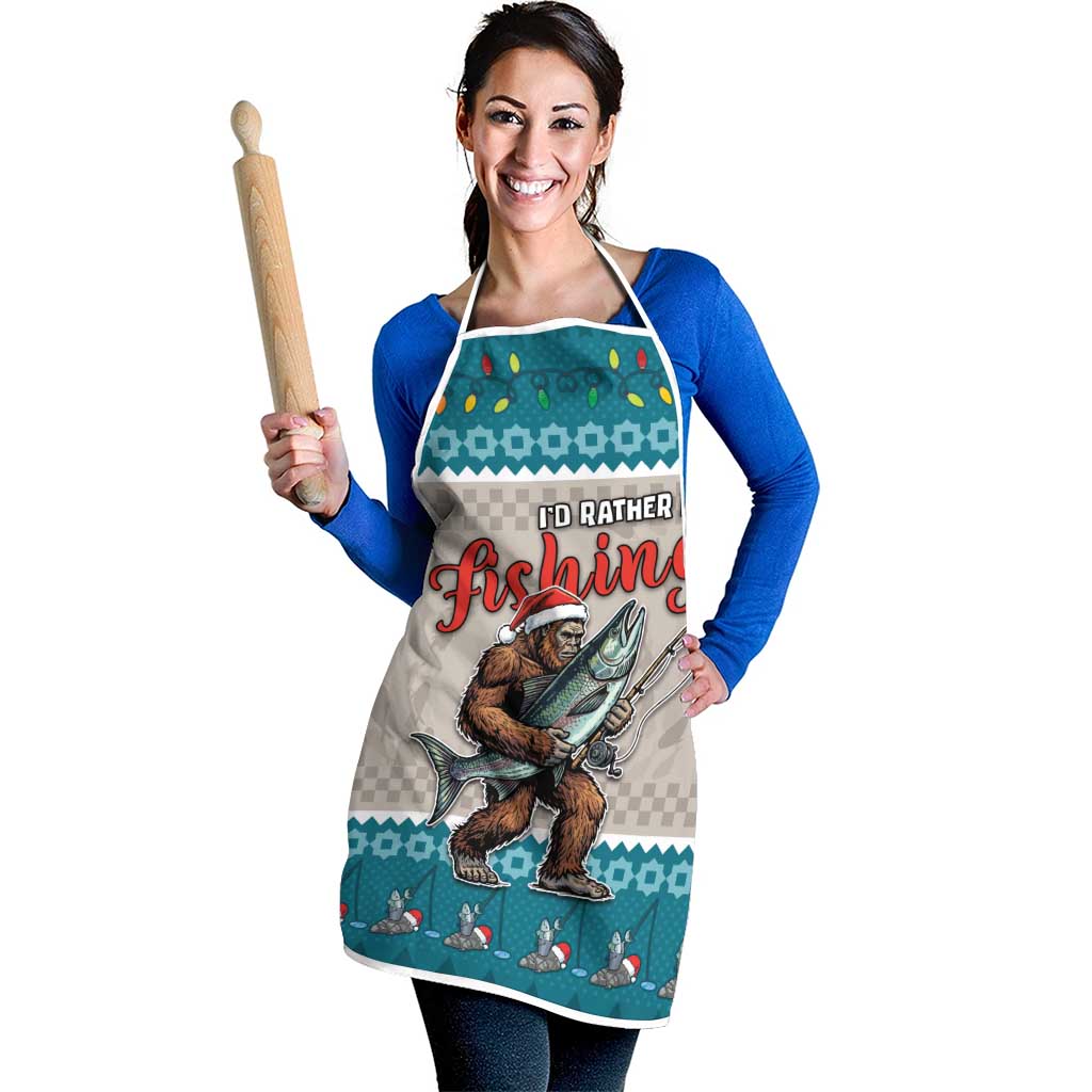Bigfoot Fishing Christmas Apron Funny Style - Wonder Print Shop