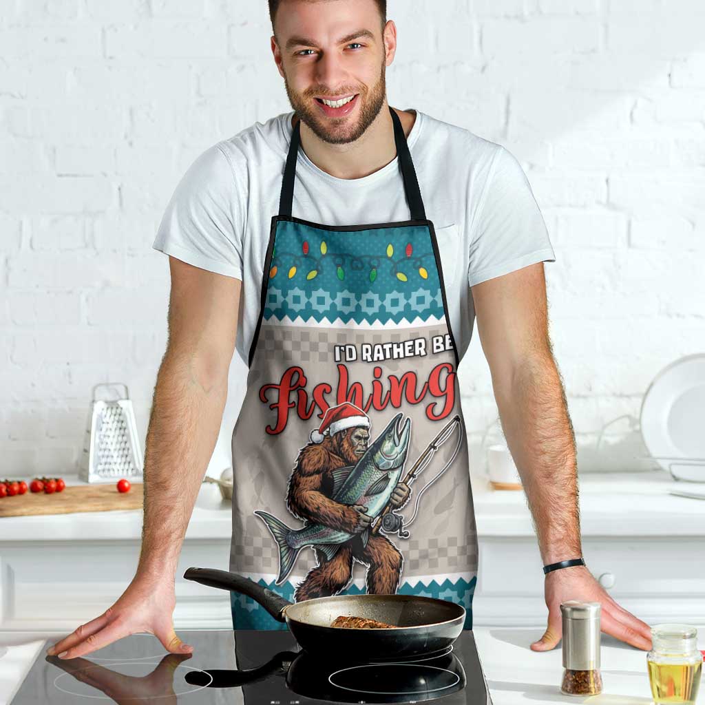 Bigfoot Fishing Christmas Apron Funny Style - Wonder Print Shop