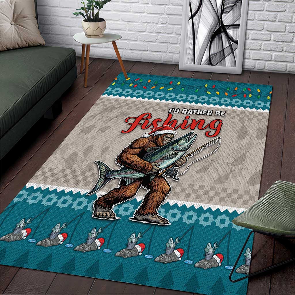 Bigfoot Fishing Christmas Area Rug Funny Style - Wonder Print Shop