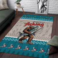 Bigfoot Fishing Christmas Area Rug Funny Style - Wonder Print Shop
