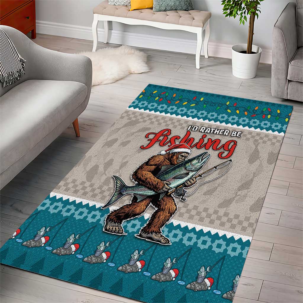 Bigfoot Fishing Christmas Area Rug Funny Style - Wonder Print Shop