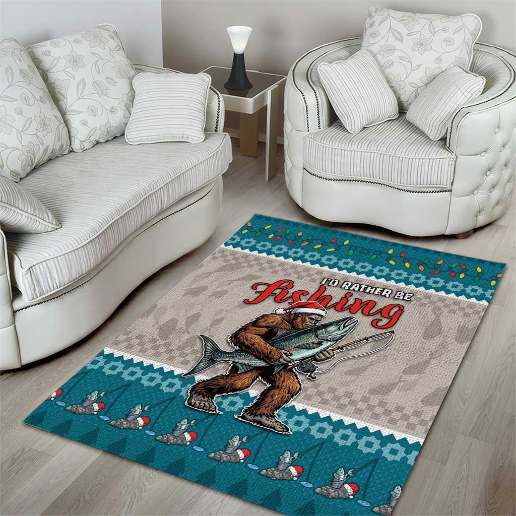 Bigfoot Fishing Christmas Area Rug Funny Style - Wonder Print Shop