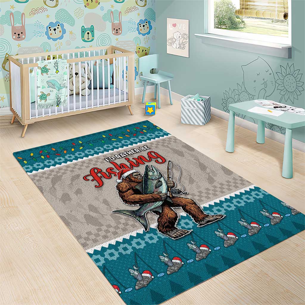 Bigfoot Fishing Christmas Area Rug Funny Style - Wonder Print Shop