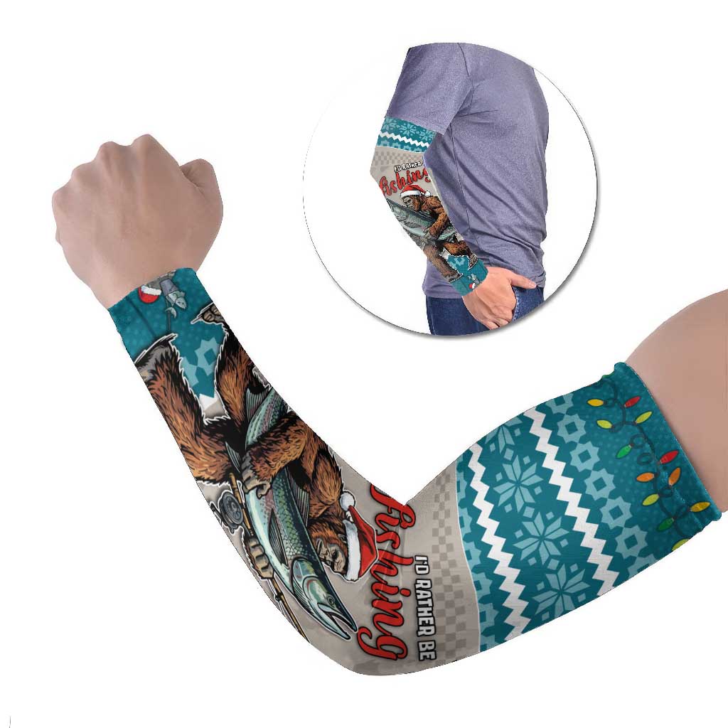 Bigfoot Fishing Christmas Arm Sleeves Funny Style - Wonder Print Shop