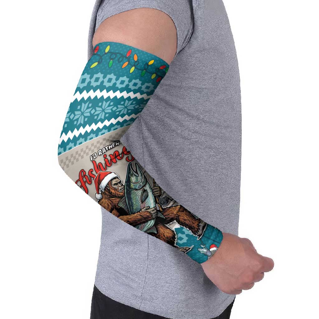 Bigfoot Fishing Christmas Arm Sleeves Funny Style - Wonder Print Shop