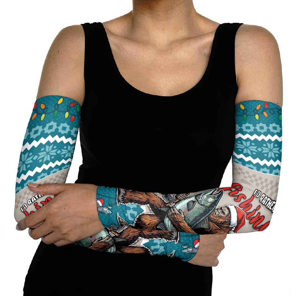 Bigfoot Fishing Christmas Arm Sleeves Funny Style - Wonder Print Shop