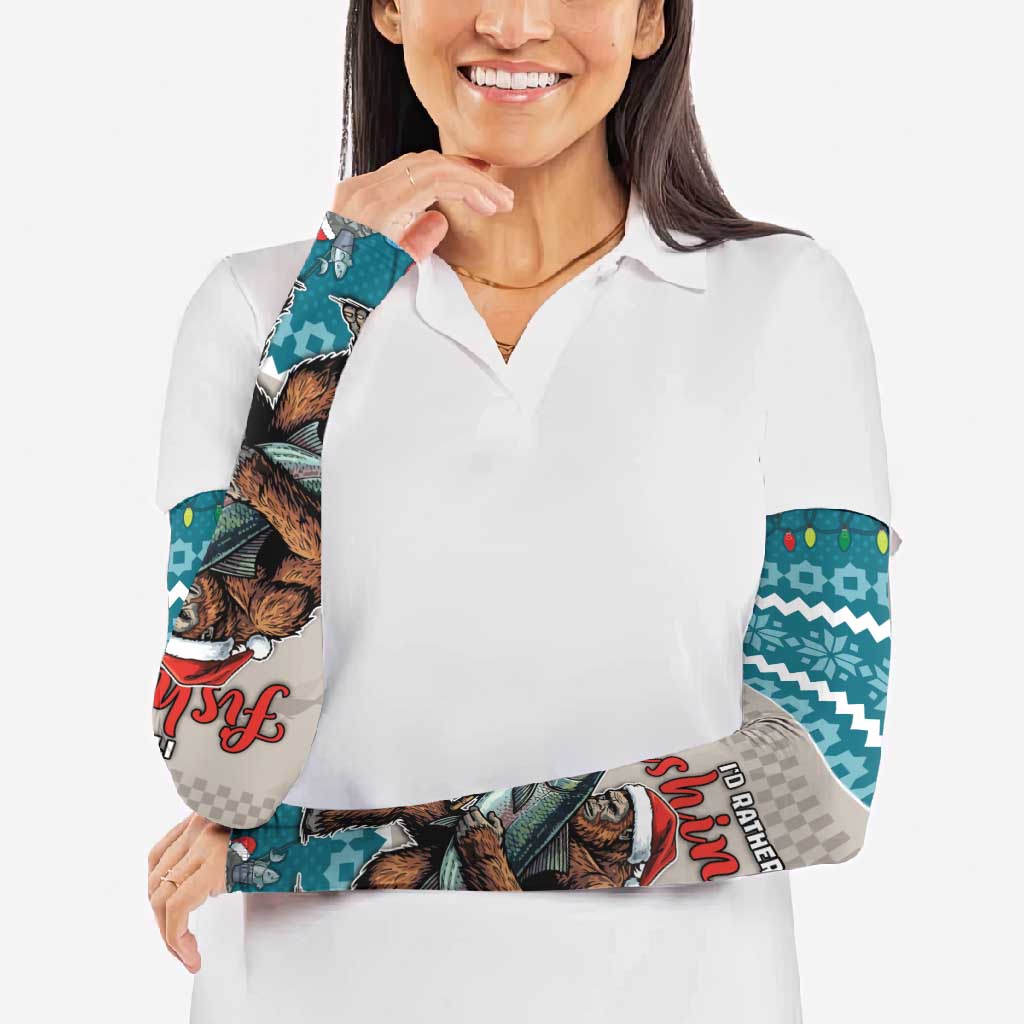 Bigfoot Fishing Christmas Arm Sleeves Funny Style - Wonder Print Shop