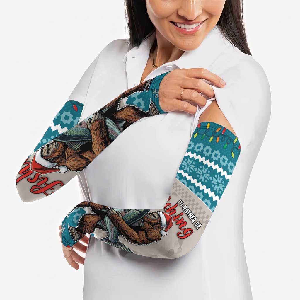 Bigfoot Fishing Christmas Arm Sleeves Funny Style - Wonder Print Shop