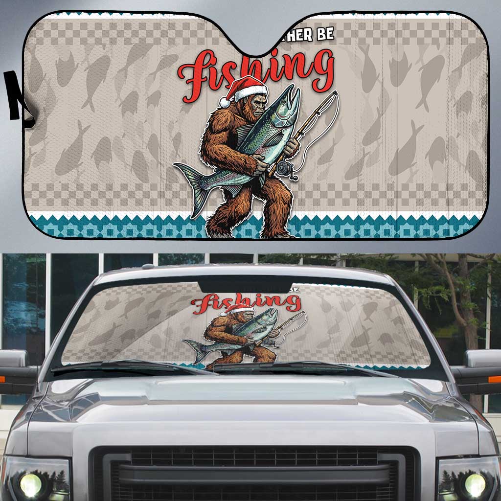 Bigfoot Fishing Christmas Auto Sun Shade Funny Style - Wonder Print Shop