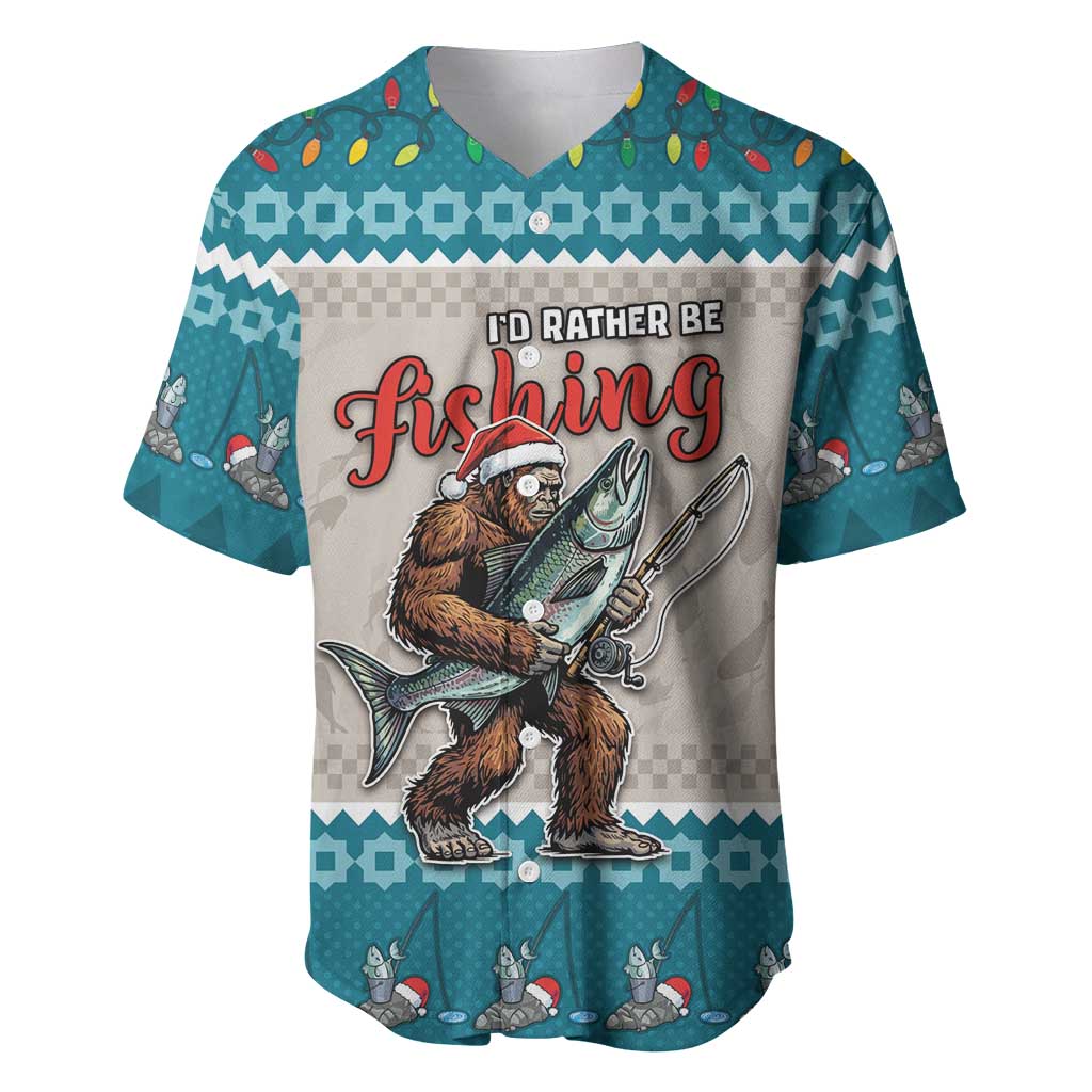 Bigfoot Fishing Christmas Baseball Jersey Funny Style - Wonder Print Shop