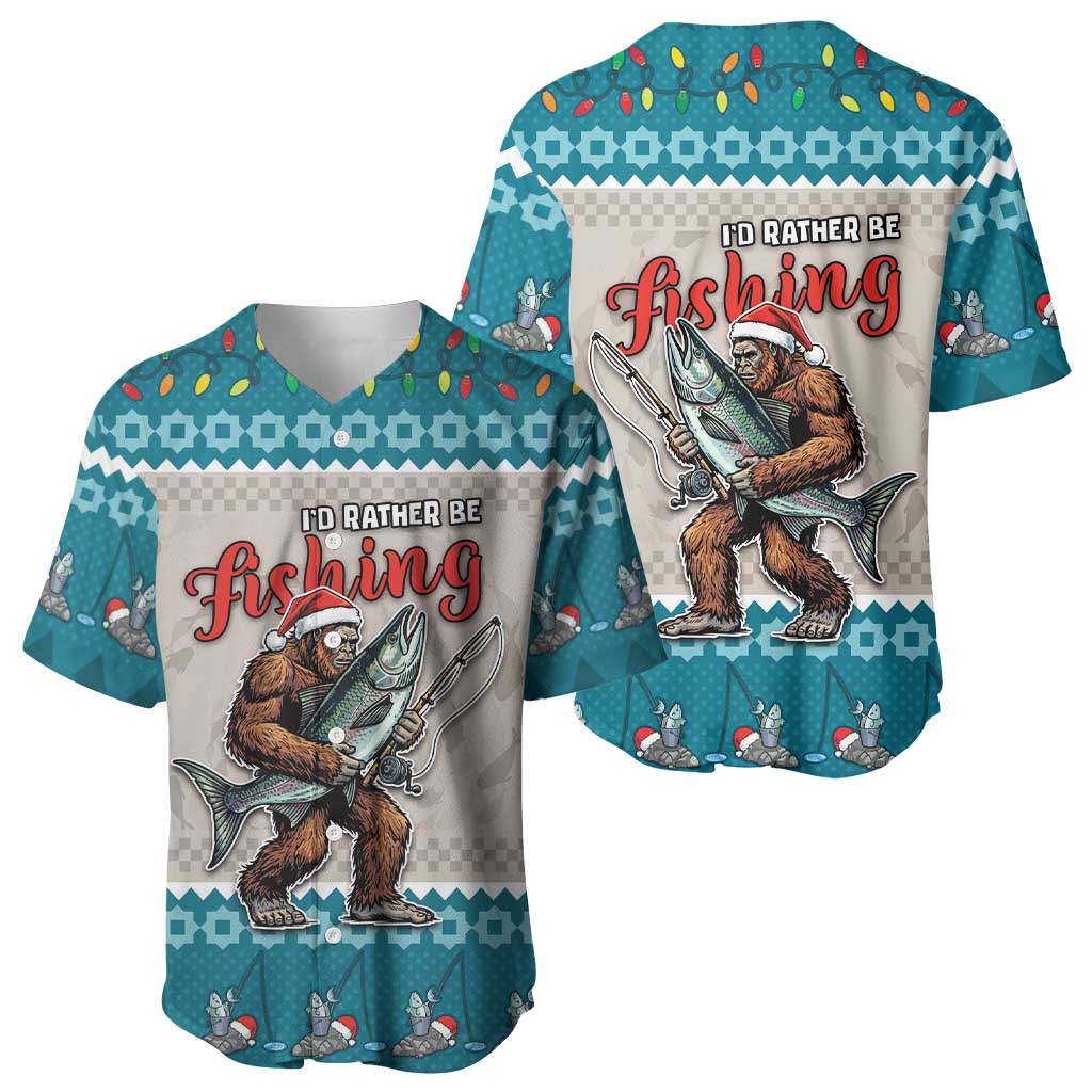 Bigfoot Fishing Christmas Baseball Jersey Funny Style - Wonder Print Shop