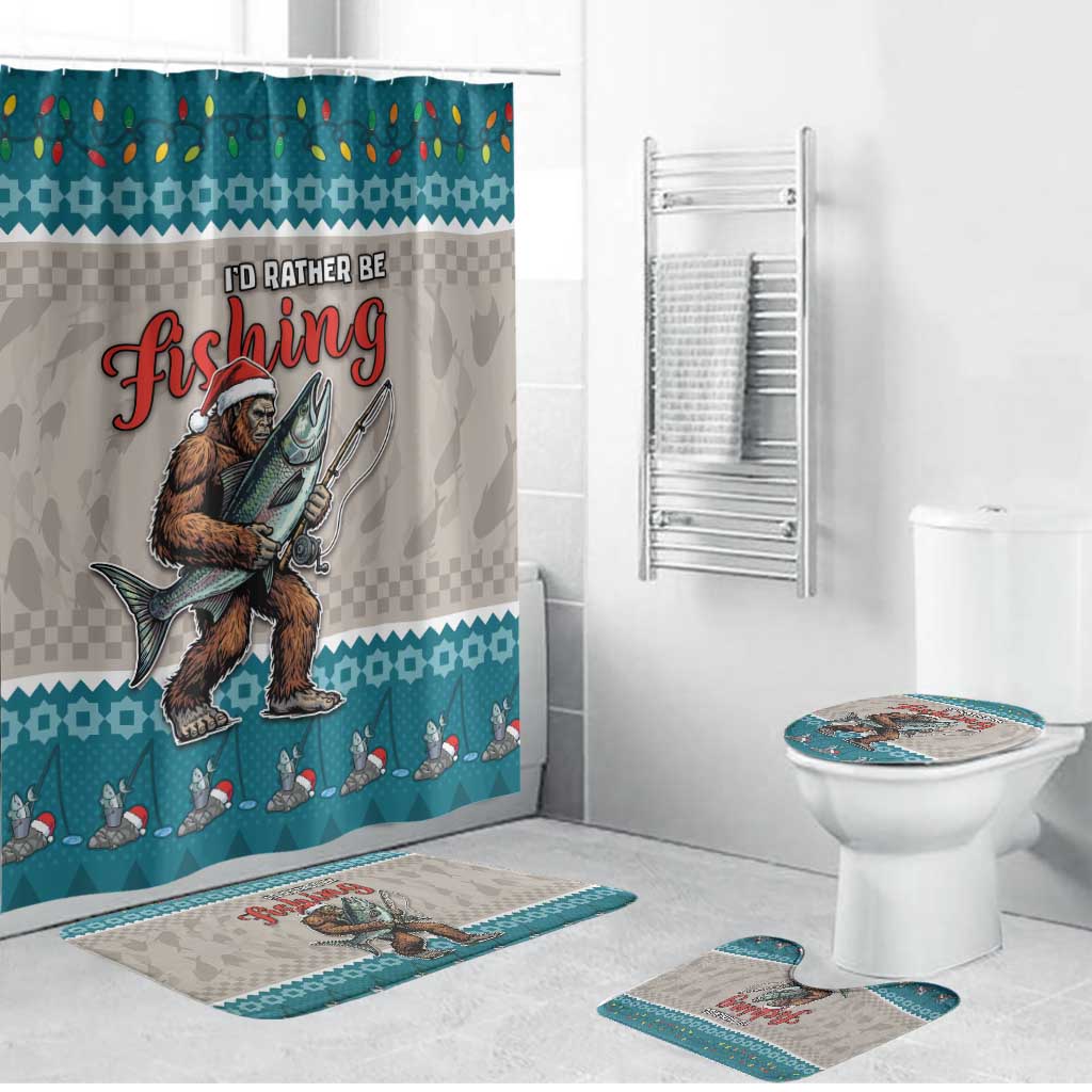 Bigfoot Fishing Christmas Bathroom Set Funny Style - Wonder Print Shop