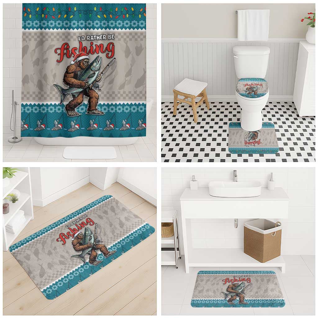 Bigfoot Fishing Christmas Bathroom Set Funny Style - Wonder Print Shop