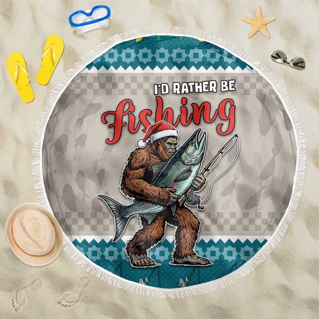 Bigfoot Fishing Christmas Beach Blanket Funny Style - Wonder Print Shop