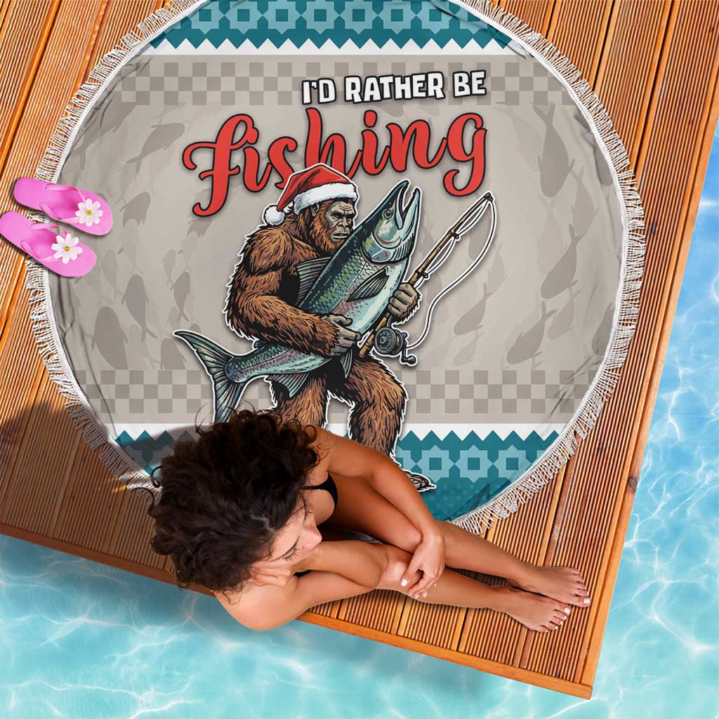 Bigfoot Fishing Christmas Beach Blanket Funny Style - Wonder Print Shop