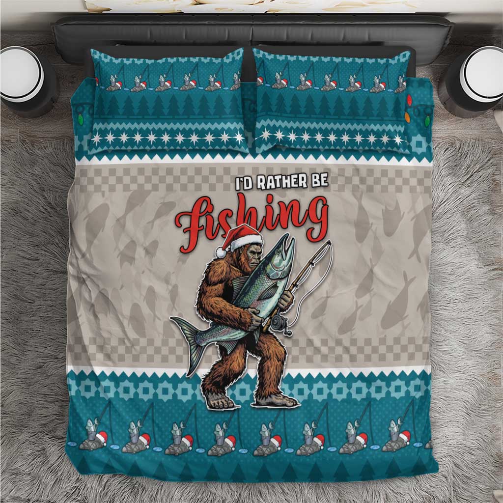 Bigfoot Fishing Christmas Bedding Set Funny Style - Wonder Print Shop