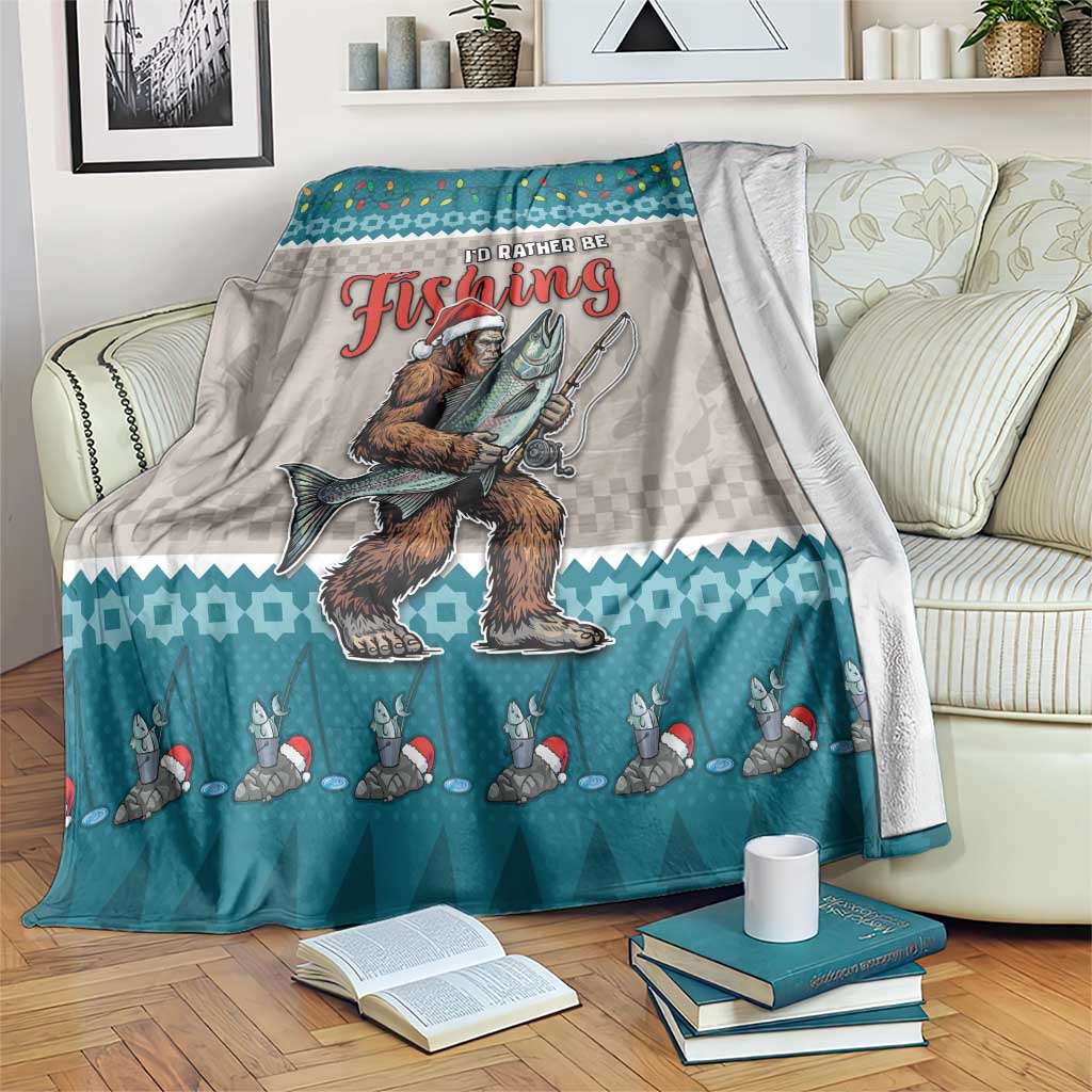 Bigfoot Fishing Christmas Blanket Funny Style - Wonder Print Shop