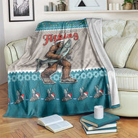 Bigfoot Fishing Christmas Blanket Funny Style - Wonder Print Shop
