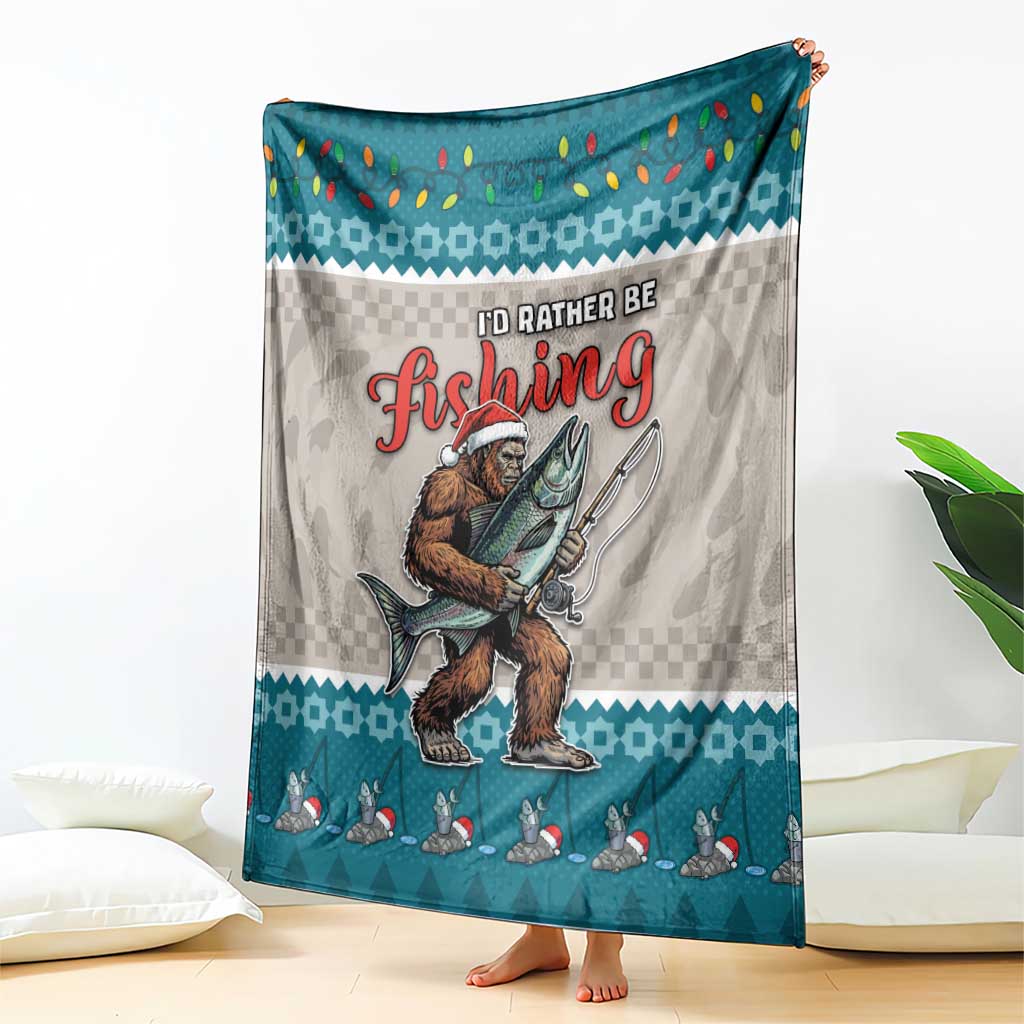 Bigfoot Fishing Christmas Blanket Funny Style - Wonder Print Shop