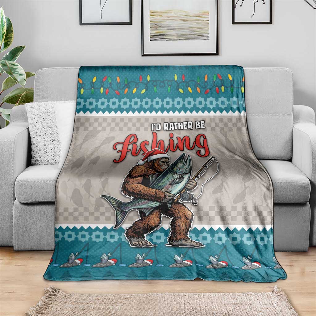 Bigfoot Fishing Christmas Blanket Funny Style - Wonder Print Shop