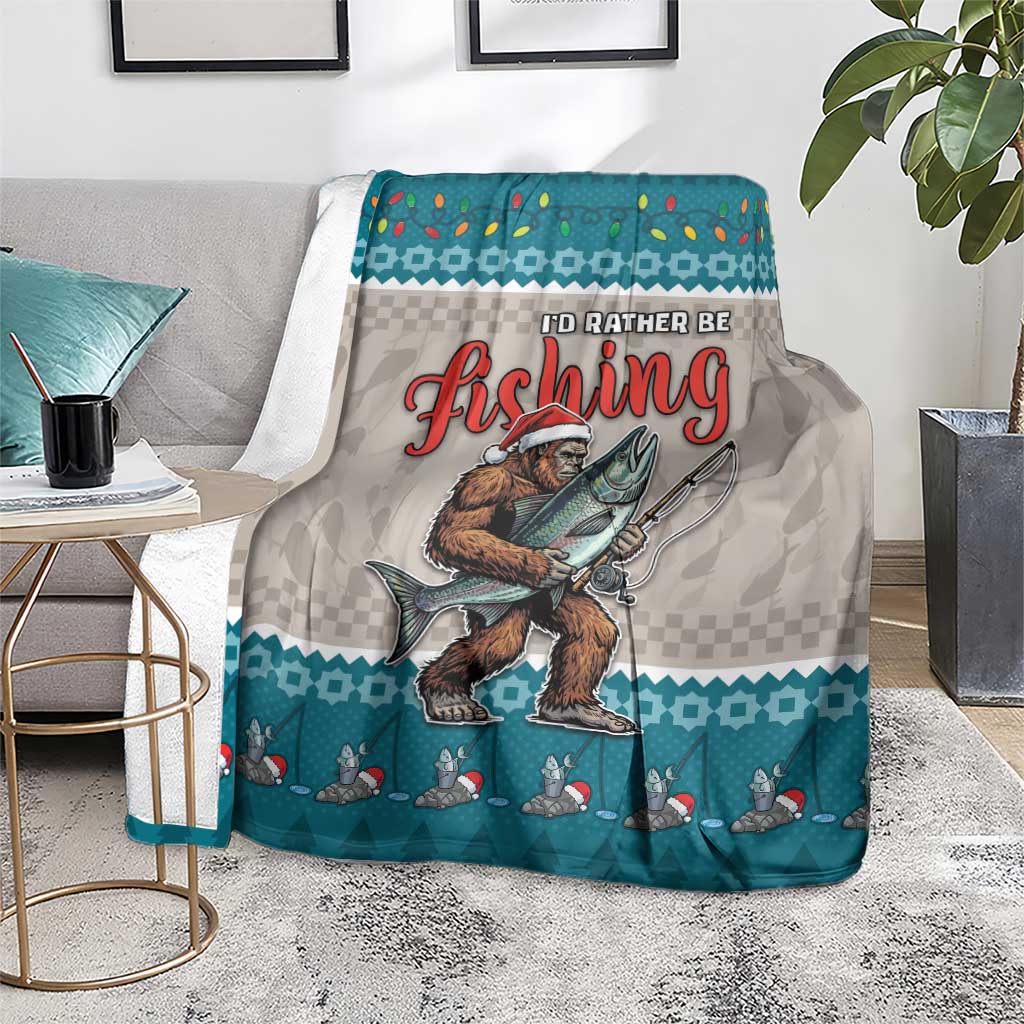 Bigfoot Fishing Christmas Blanket Funny Style - Wonder Print Shop