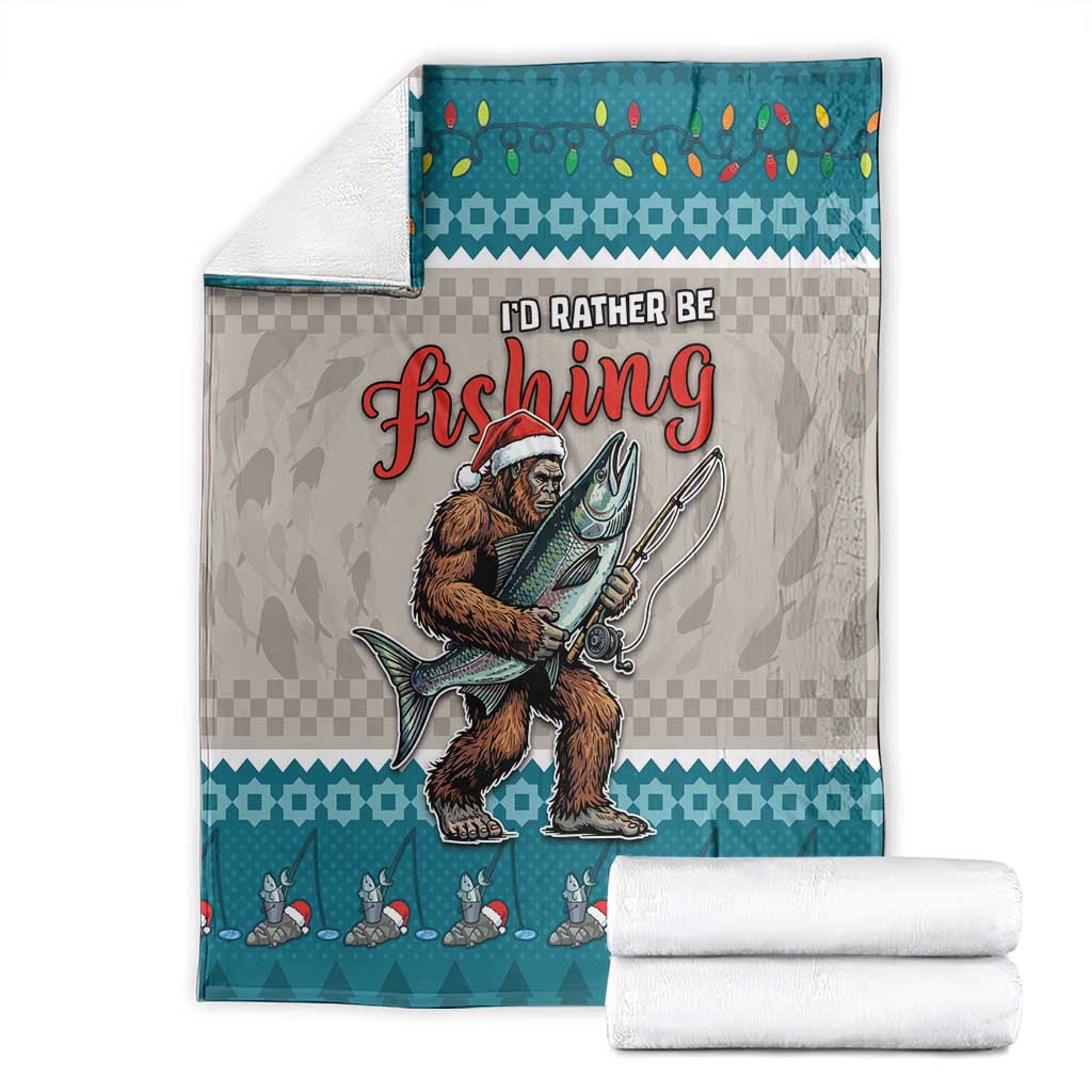 Bigfoot Fishing Christmas Blanket Funny Style - Wonder Print Shop