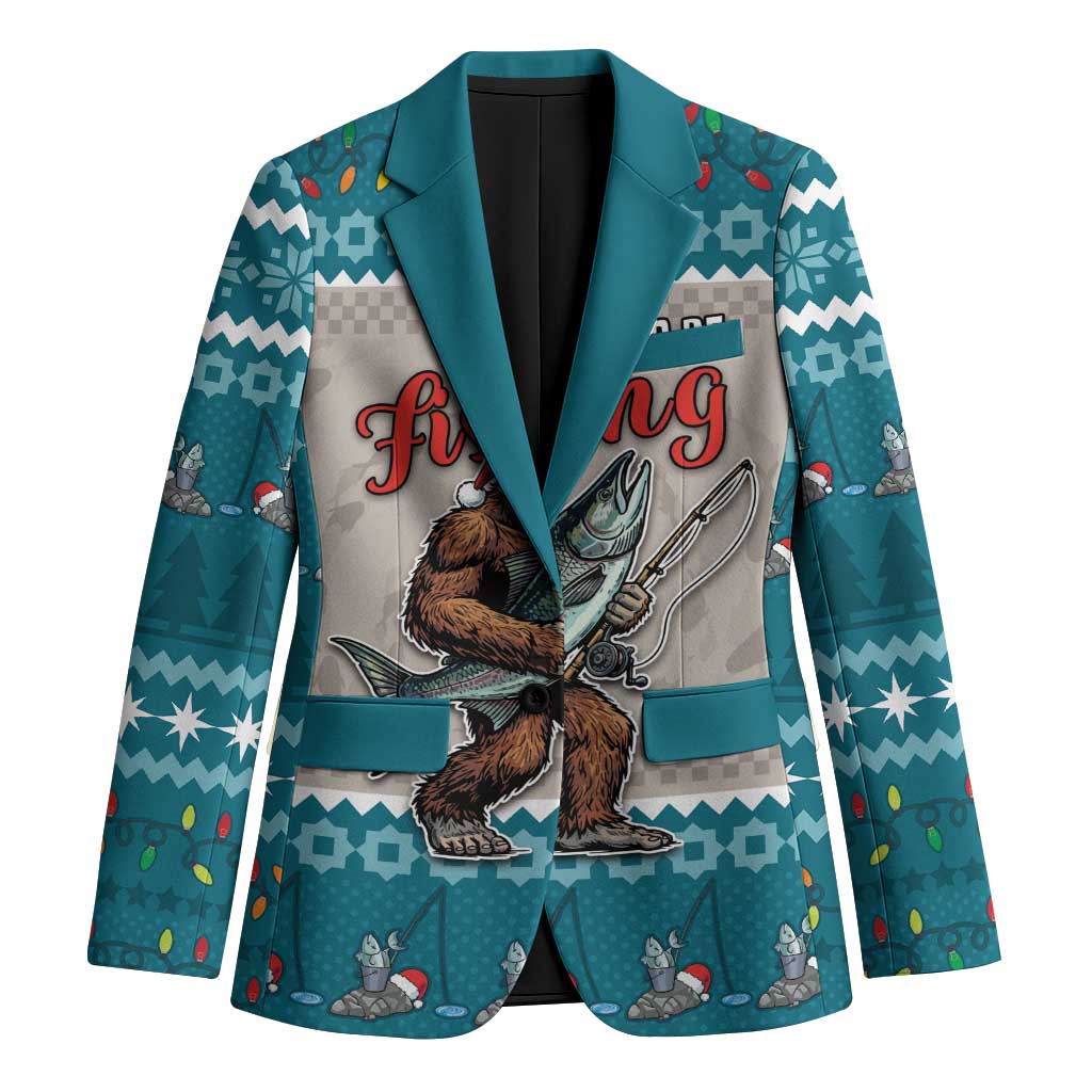 Bigfoot Fishing Christmas Blazer Funny Style - Wonder Print Shop