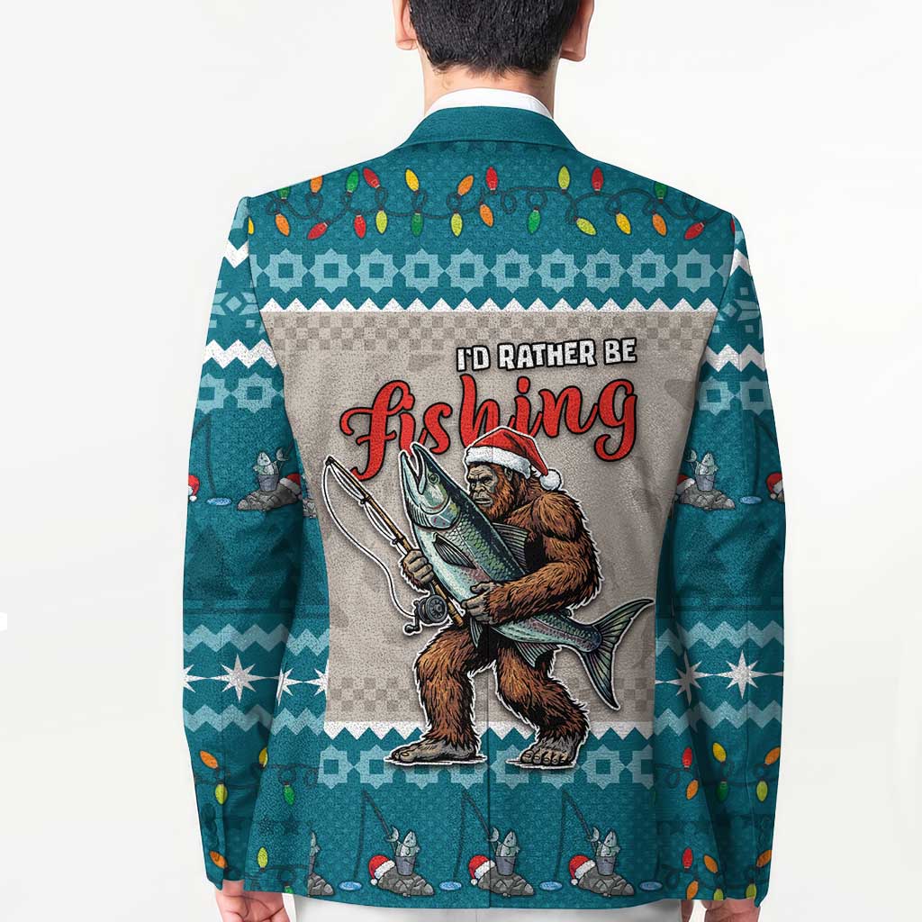 Bigfoot Fishing Christmas Blazer Funny Style - Wonder Print Shop