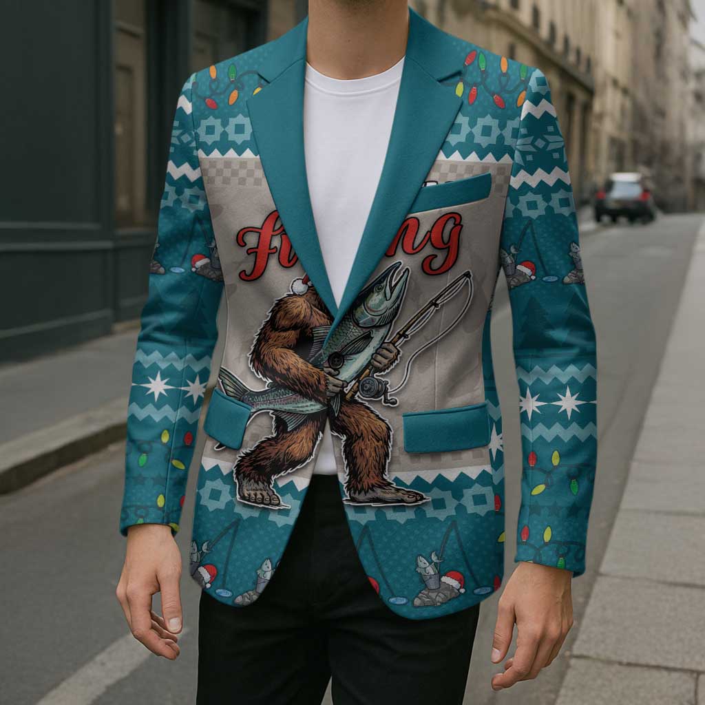 Bigfoot Fishing Christmas Blazer Funny Style - Wonder Print Shop