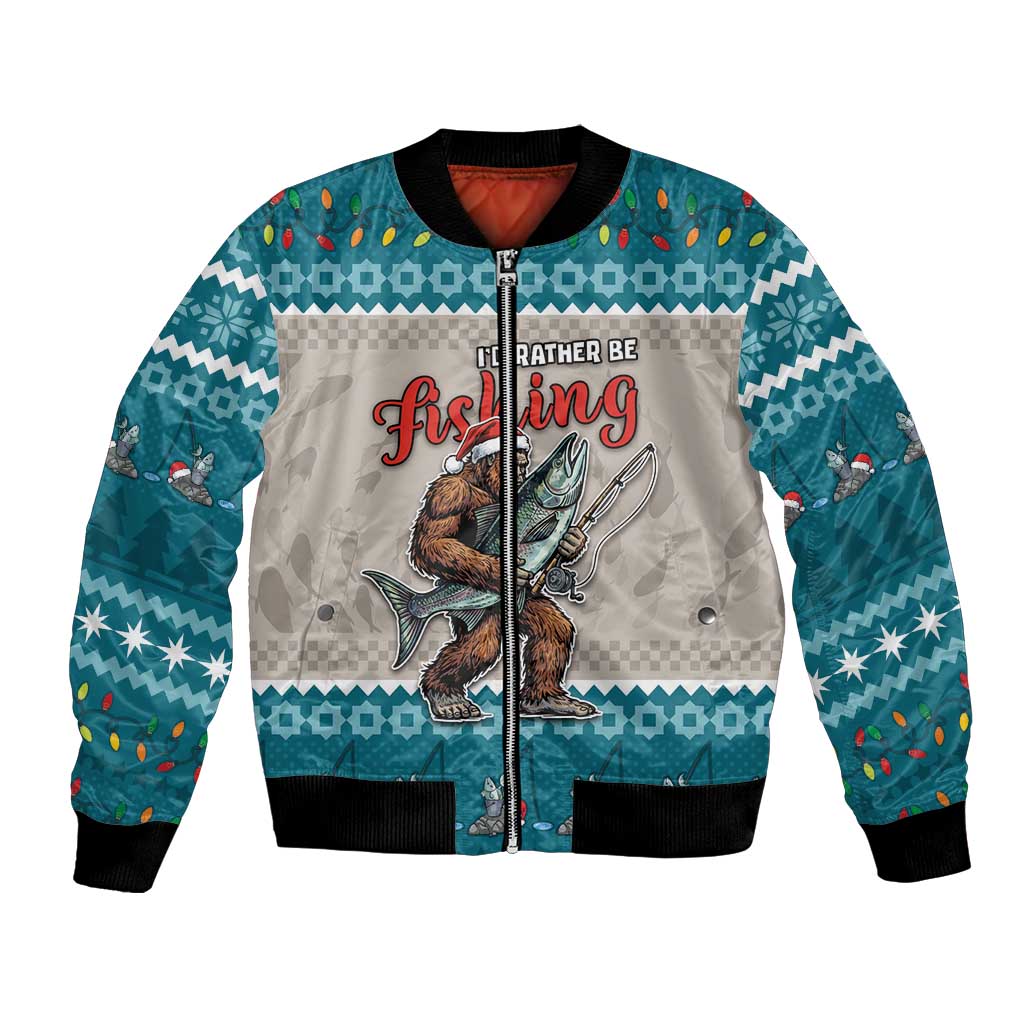 Bigfoot Fishing Christmas Bomber Jacket Funny Style - Wonder Print Shop