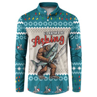 Bigfoot Fishing Christmas Button Sweatshirt Funny Style - Wonder Print Shop