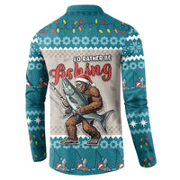 Bigfoot Fishing Christmas Button Sweatshirt Funny Style - Wonder Print Shop