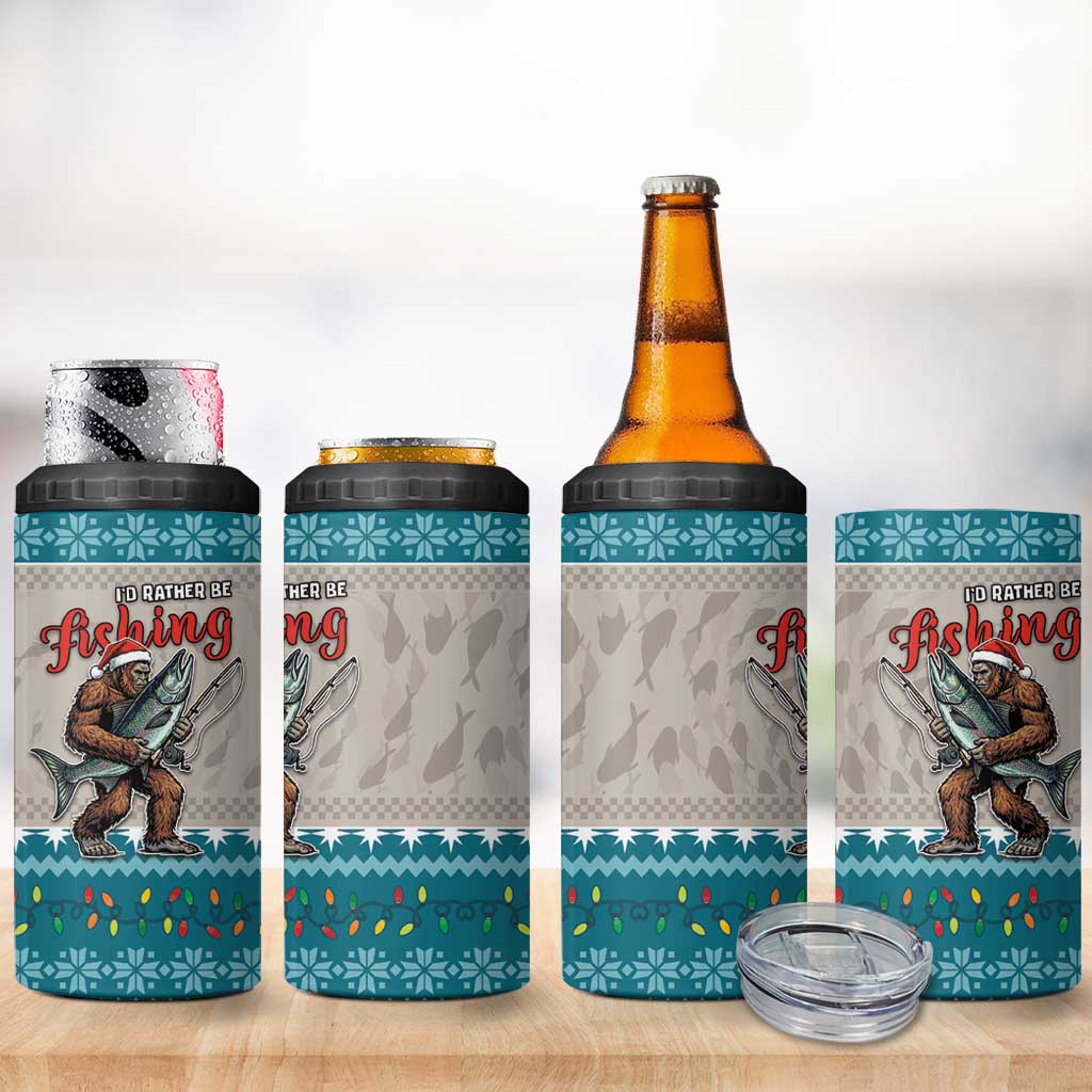 Bigfoot Fishing Christmas 4 in 1 Can Cooler Tumbler Funny Style - Wonder Print Shop