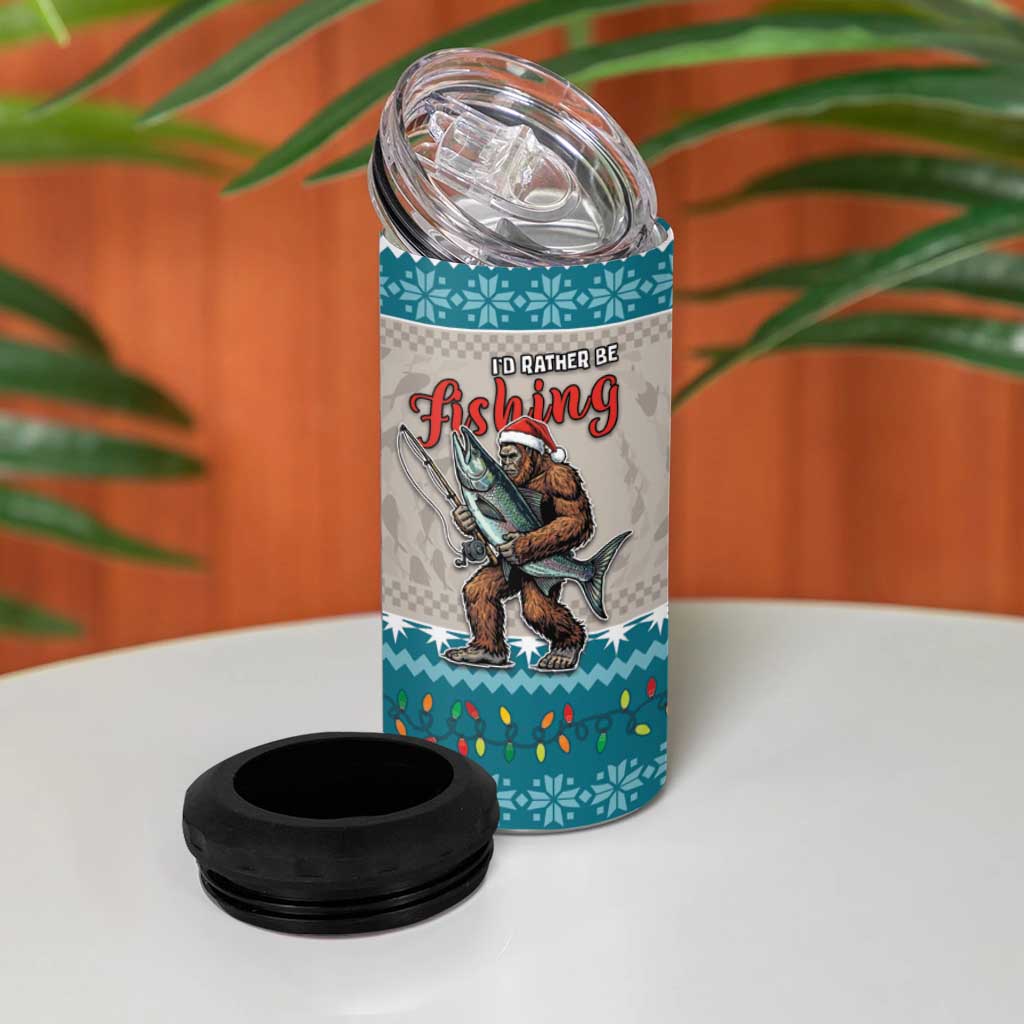 Bigfoot Fishing Christmas 4 in 1 Can Cooler Tumbler Funny Style - Wonder Print Shop