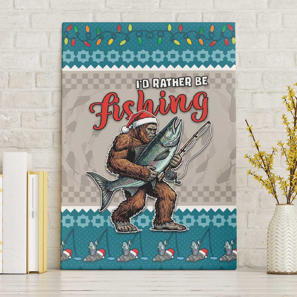 Bigfoot Fishing Christmas Canvas Wall Art Funny Style - Wonder Print Shop