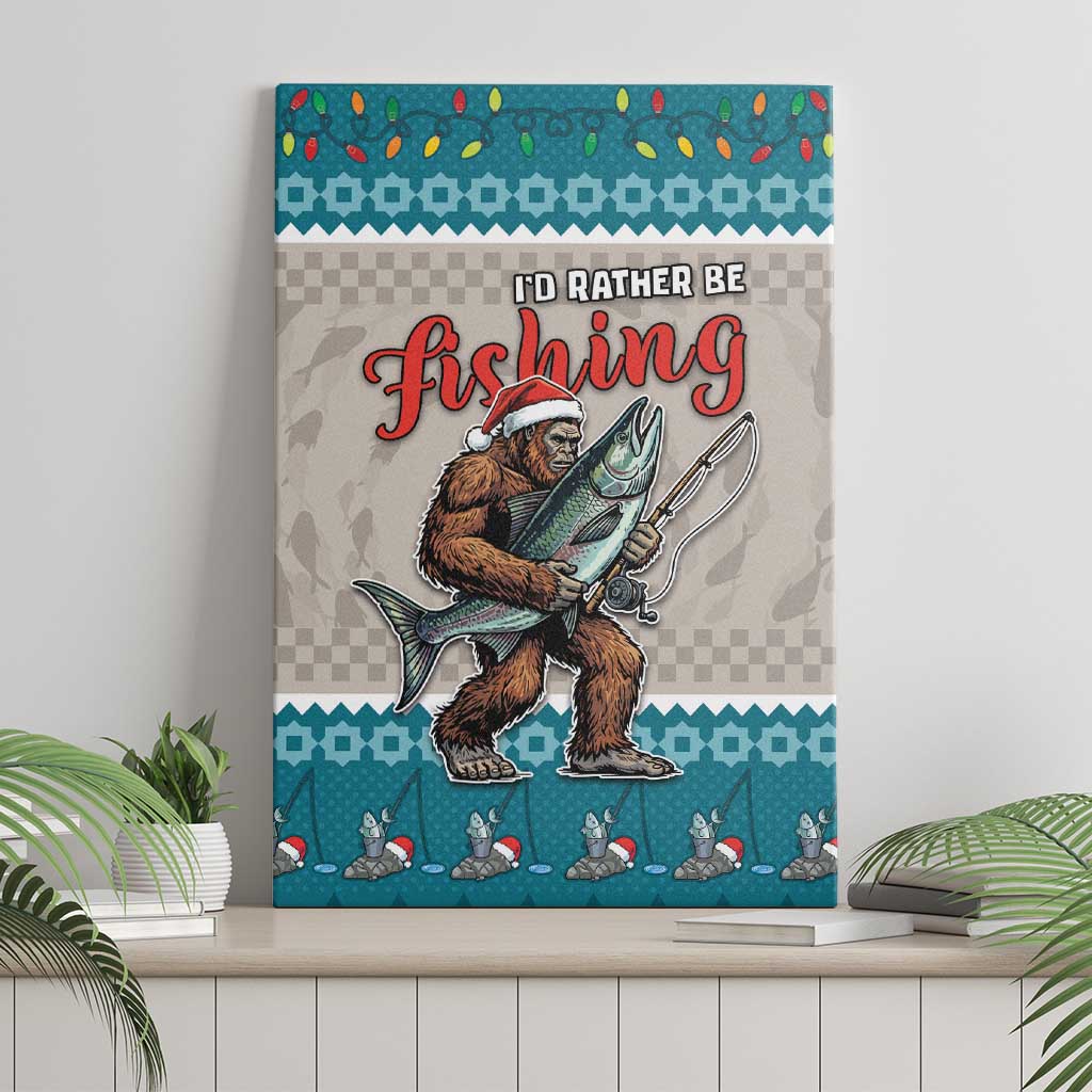 Bigfoot Fishing Christmas Canvas Wall Art Funny Style - Wonder Print Shop