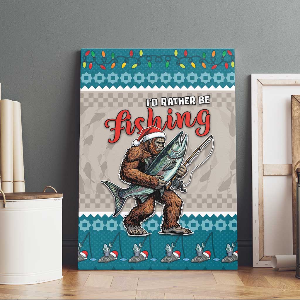 Bigfoot Fishing Christmas Canvas Wall Art Funny Style - Wonder Print Shop