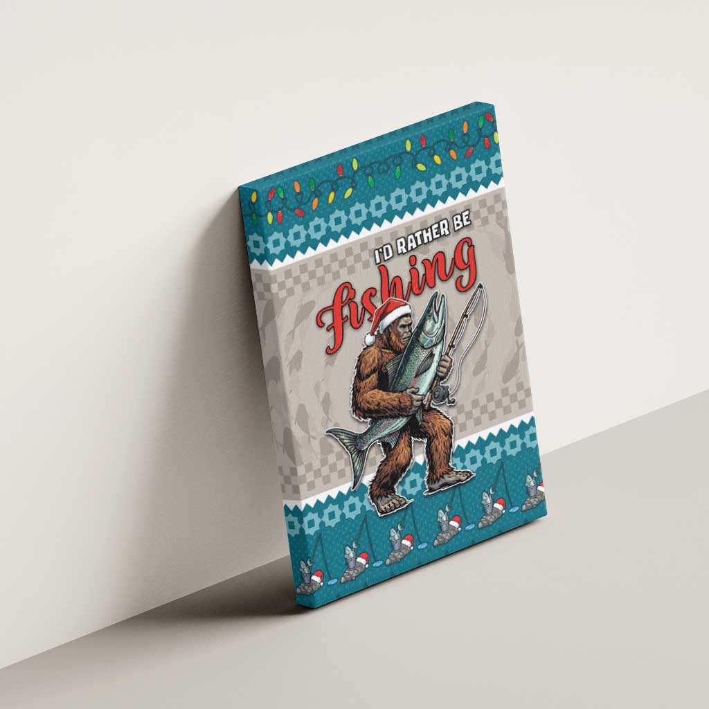 Bigfoot Fishing Christmas Canvas Wall Art Funny Style - Wonder Print Shop