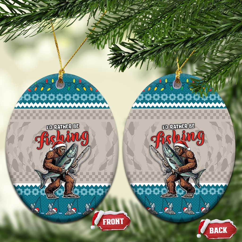 Fishing Christmas Ceramic Ornament Bigfoot Xmas Funny Style - Wonder Print Shop